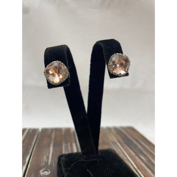 Women's Cushion Pink Stone CZ Earrings Stud - Picture 6 of 6